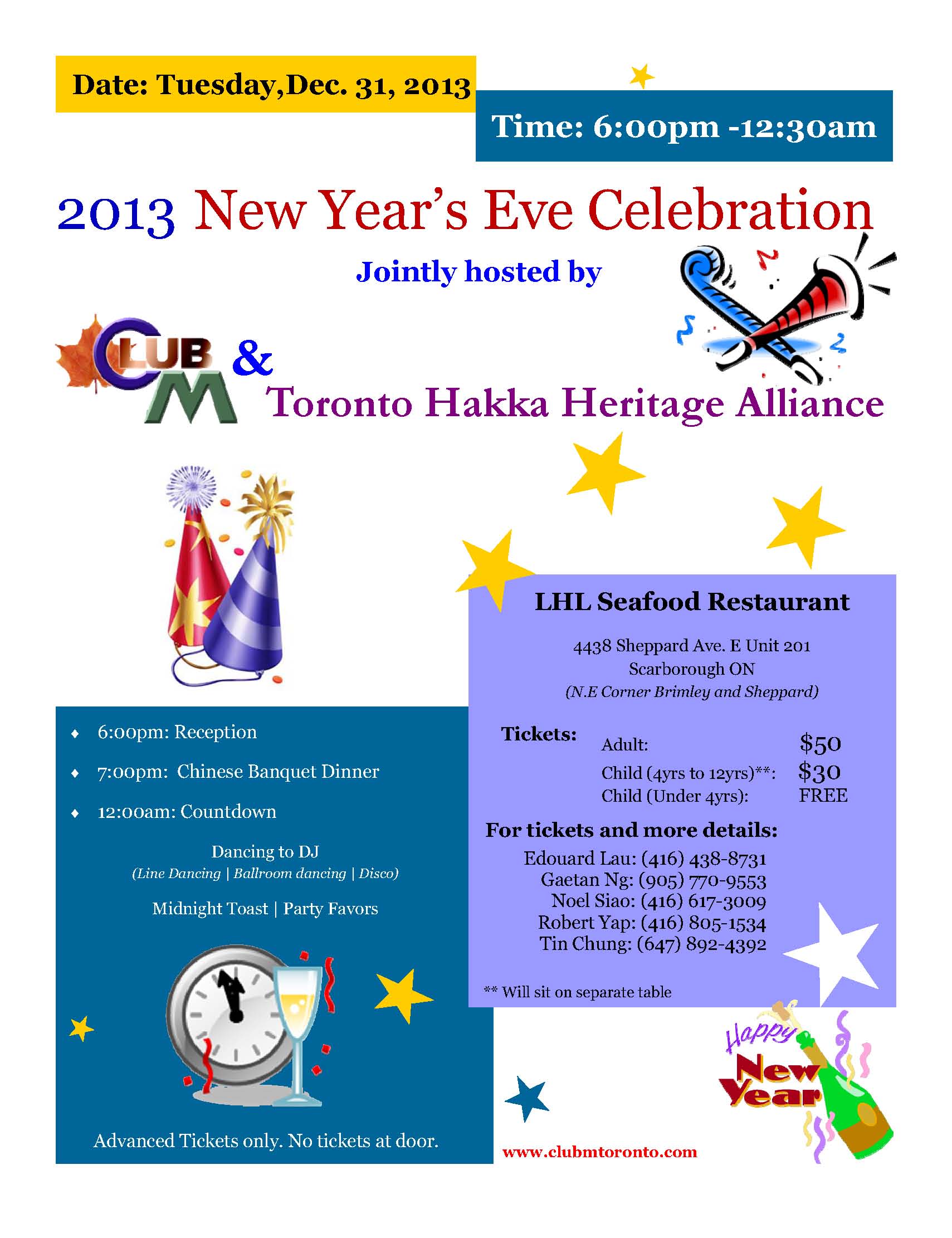2013 New Year's Eve Celebration Flyer