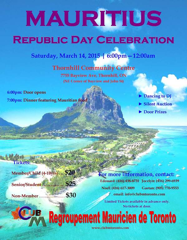 Mauritius Republic Day Celebration 2015 Flyer