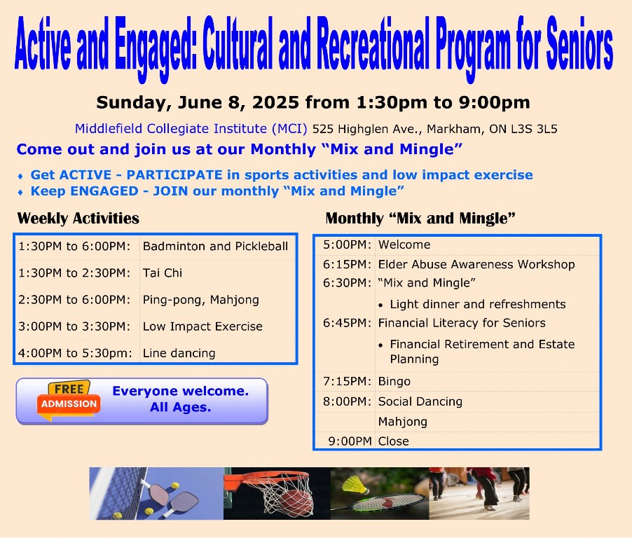 Active and Engaged June 8 2025 Seniors Program Flyer